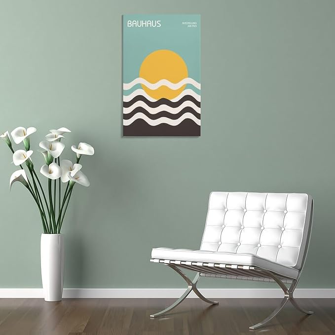 Bauhaus Poster Wall Art,Exhibition Wall Art, Stylish Mid Century Home Decor Canvas Wall Art Print Poster For Home School Office Decor Frame-style 24x36inch(60x90cm)