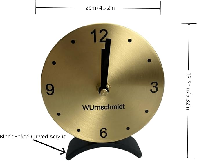 Solid Brass Small Gold Table Clock - Silent Non-Ticking, Battery Operated for Living Room Mantel, Desk or Shelf Decor