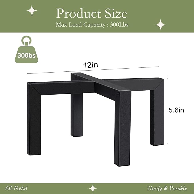 2 Pack 12" Metal Plant Stand Indoor Outdoor, Heavy Duty Plant Stools Indoor, Mid Century Modern Planter Holders, Low Short Plant Pot Stands, Black, Fit 8"-12" Pot (12 INCH)