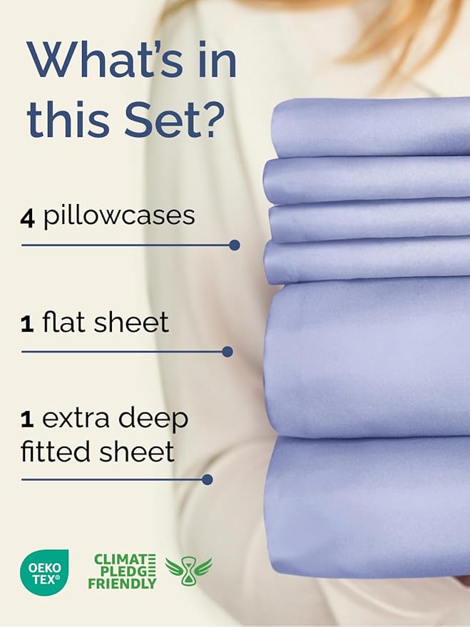 Extra Deep Cal King Sheet Set - 6 Piece Breathable and Cooling Sheets - Hotel Luxury Bedding for Women, Men, Kids & Teens - Easy & Secure Fit - Soft and Wrinkle Free - Extra Deep Pockets - Lavender