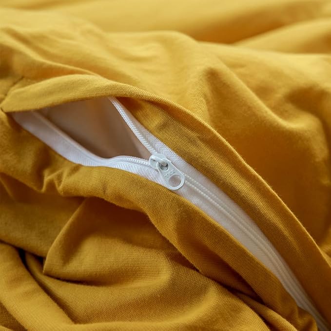VM VOUGEMARKET Jersey Knit Cotton Bedding Duvet Cover Queen,Yellow T-Shirt Cotton Down Comforter Cover Set,Super Soft Men Women Modern Bedding Set-Queen,Gold
