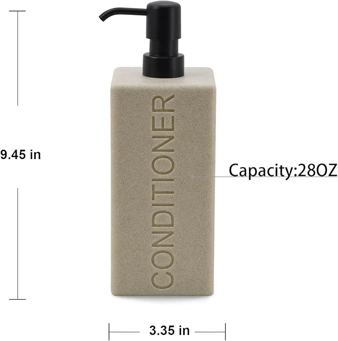 Rectangular Resin Dispenser Premium Bathroom Shampoo Conditioner Body Wash Bottle Modern Refillable Pump Design