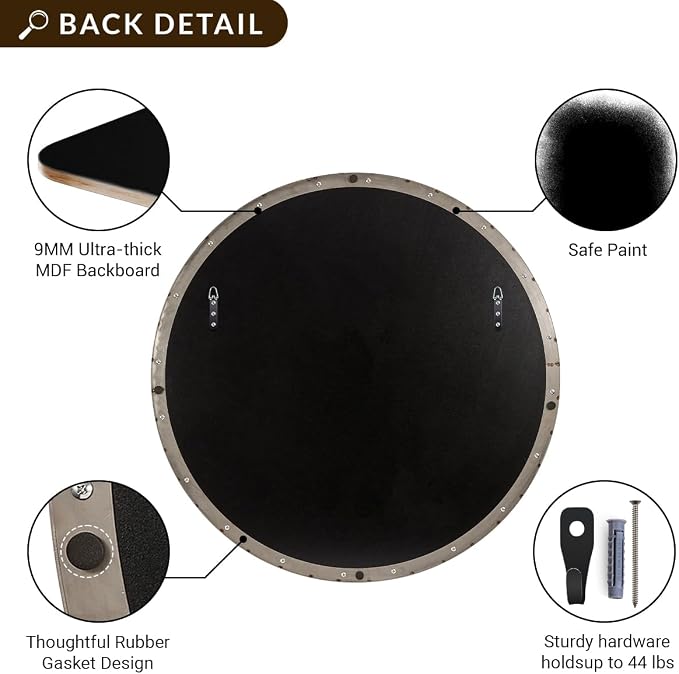 ANDY STAR Round Vanity Mirror 40 Inch, Round Chrome Mirror, Large Circle Mirror, Metal Framed Vanity Mirror for Wall, Modern Clean Design with Superior Stainless Steel Frame