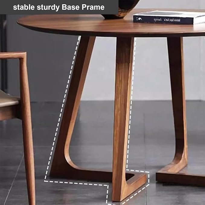 Mid Century Modern Dining Table Round Solid Wood Kitchen Dining Room Tables Rustic Pedestal Table Small Leisure Coffee Table for 2,4 People for Living Room(Wood Color,90 * 75cm)