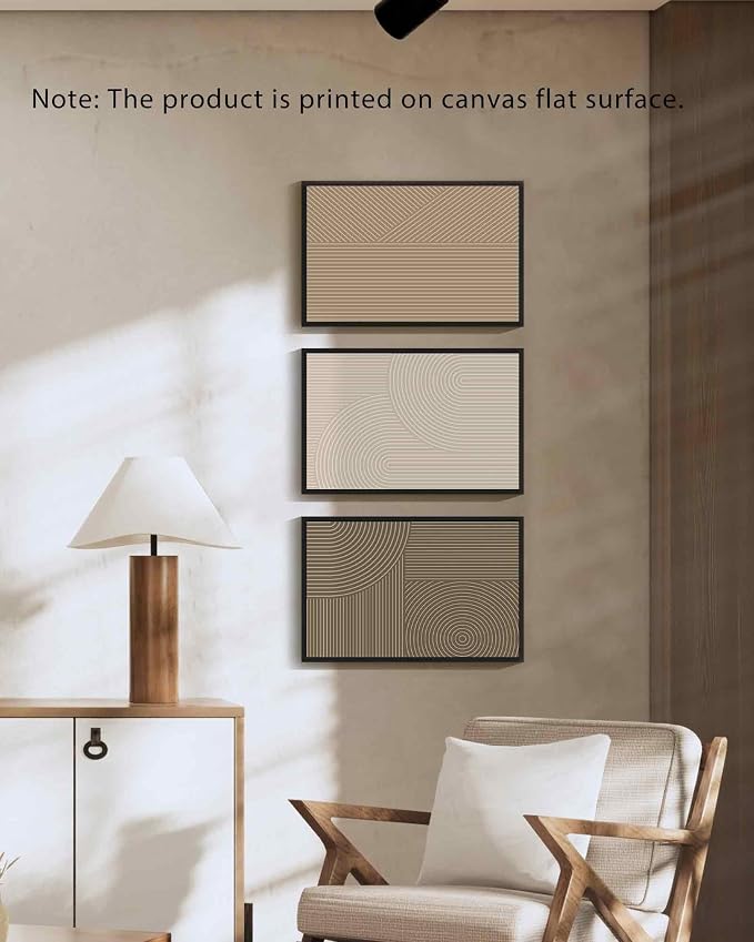 PHOPAGO Minimalist Abstract Framed Wall Art Modern Boho Neutral Line Wall Decor Geometric Artwork Kitchen Dining Room 11x14in Black Framed