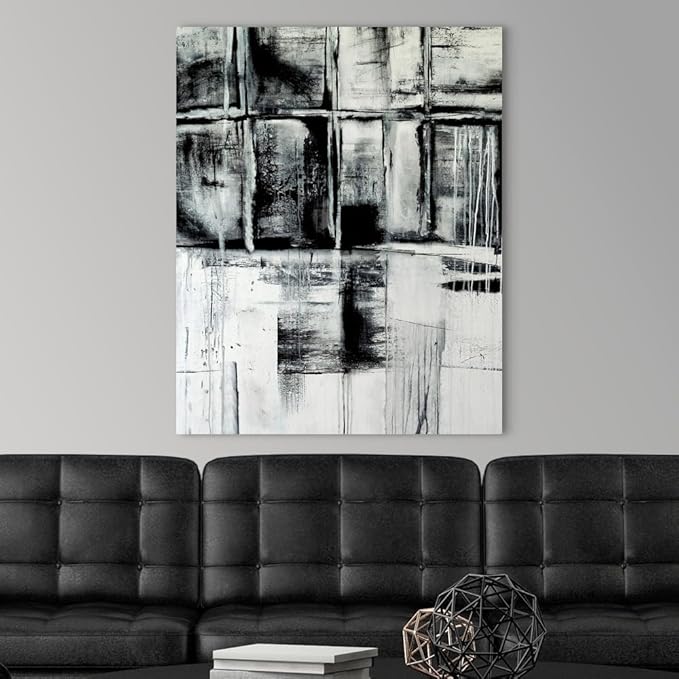 CANVAS ON DEMAND Looking Through Canvas Wall Art Print by Erin Ashley, Contemporary, Abstract, Modern, Home Decor, Black and White Artwork,32" x40in