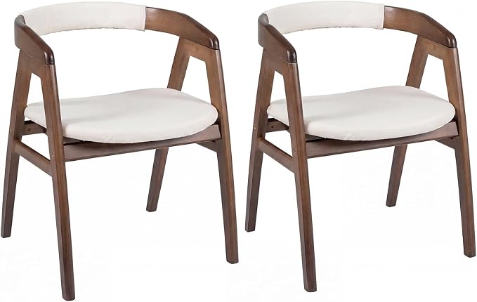 GOFLAME Bamboo Accent Chair Set of 2, Mid-Century Modern Armchair with Curved Backrest & Seat Cushion, Upholstered Reading Chair, Leisure Chair for Living Room, Bedroom, Study, Walnut