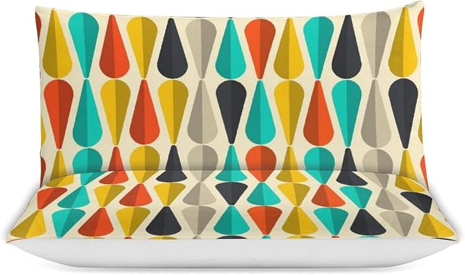 Mid Century Duvet Cover Sets Aesthetic Abstract Geometric Mid Century Retro Printed Lightweight Soft Quilt Cover Minimalist Soft Microfiber 3 Piece (1 Duvet Cover 90x90in + 2 Pillow Sham 20x30in)