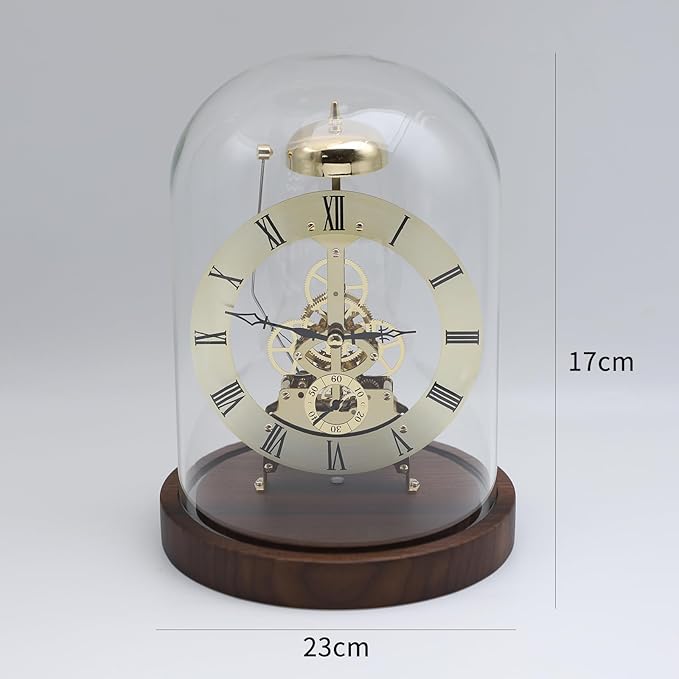 Adventurers Black Walnut Solid Wood,Classical,Mechanical Gear Clock with Glow-in-The-Dark Lights,Suitable for Room Decoration,with Light-Controlled and Voice-Activated Function (Golden)
