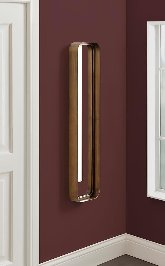 Kate and Laurel Armenta Modern Slim Rectangle Wall Mirror, 9 x 36, Gold, Decorative Rounded Rectangular Panel Mirror with Narrow Metal Frame for Bedroom Floor Mirror
