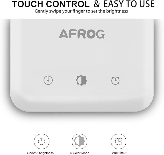 AFROG Multifunctional LED Desk Lamp with USB Charging Port, 5 Lighting Modes,5 Brightness Levels, Sensitive Control, 30/60 min Auto Timer, Eye-Caring Office Lamp，8W，5000K