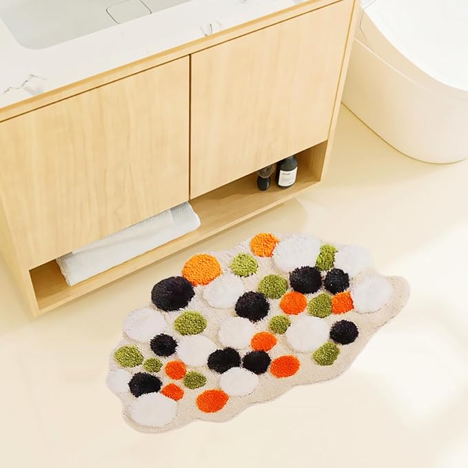 UKELER 3D Moss Bath Rug Decor for Bathroom Soft Shaggy Non Slip Bath Rugs Shower Bathtub Mat Decorative Floor Mats for Home 31.5''x19.7''