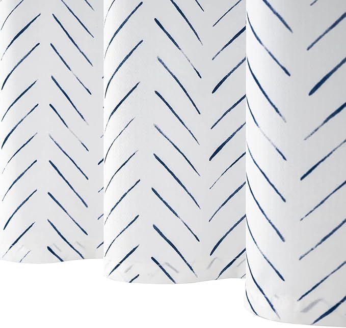 jinchan Blue and White Shower Curtain Inky Herringbone Chevron Zig Zag Waterproof Fabric Modern Farmhouse Shower Curtains for Bathroom with 12 Hooks 70x72 Inches