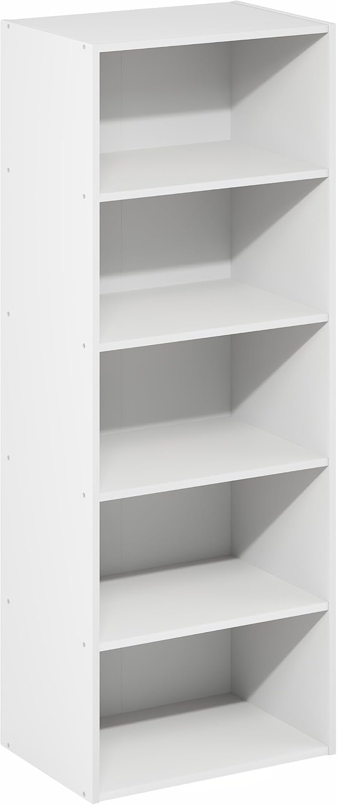 Furinno Basic Book Shelf, 5-Tier Bookshelf, Storage Organizer Bookcase with Open Shelf, 11 x 17 x 44, for Living Room, Bedroom, Home Office, White