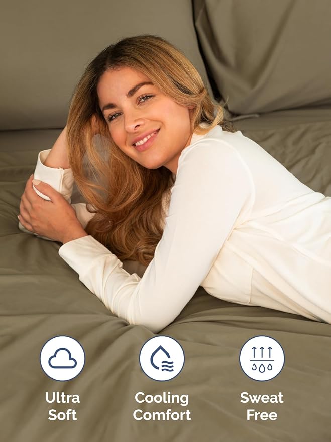 Extra Deep Queen Sheet Set - 6 Piece Breathable and Cooling Sheets - Hotel Luxury Bedding for Women, Men, Kids & Teens - Easy & Secure Fit - Soft, Wrinkle Free and Comfy - Extra Deep Pockets - Khaki