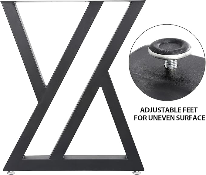 Table Legs Metal 2 PCS, Black Steel Table Legs 28" H x 24" W, Heavy Duty and Stable for DIY Tables, Desks, and Bench