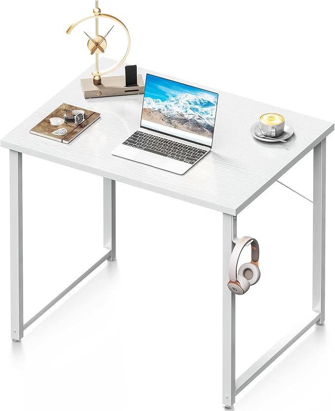 Coleshome 32 Inch Small Computer Desk, Modern Simple Style Desk for Home Office, Study Student Writing Table, White
