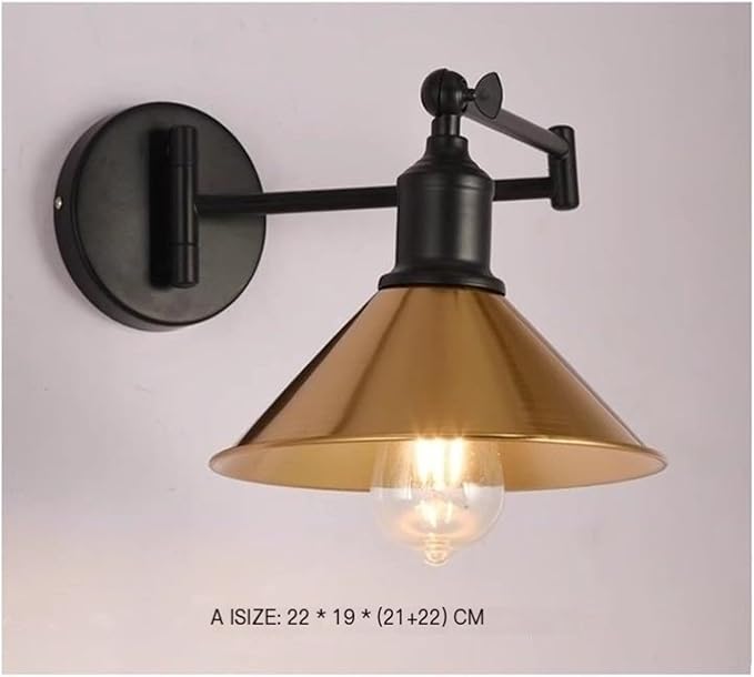 Folding Wall Lamp Retro Rocker Arm Wall Lamp Bedroom Bedside Lamp Iron Art Living Room Study Reading Wall Sconce Swing Arm Adjustable Vintage Wall Mount Light Sconce (Color : A)