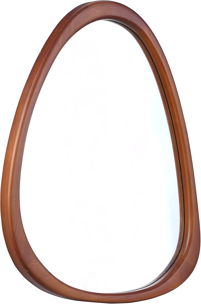 COOL2DAY Irregular Asymmetrical Wood Wall Frame Mirror, Abstract Decorative Odd Shaped Mirror for Living Room, Bedroom, Entryway, Bathroom Home Decor (18" x 22")