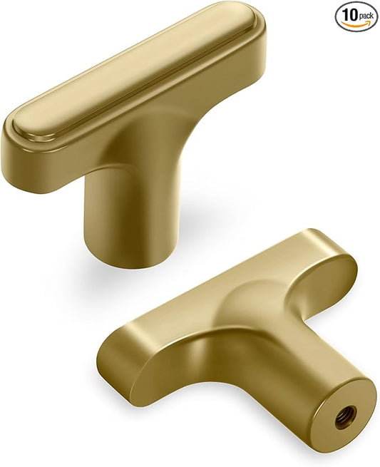 Lardmon 10 Pack Champagne Bronze Cabinet Knobs Drawer Knobs Modern Single Hole Cabinet Pulls Solid Cabinet Handles Drawer Pulls Heavy Duty Kitchen Hardware for Dresser Cupboard Wardrobe