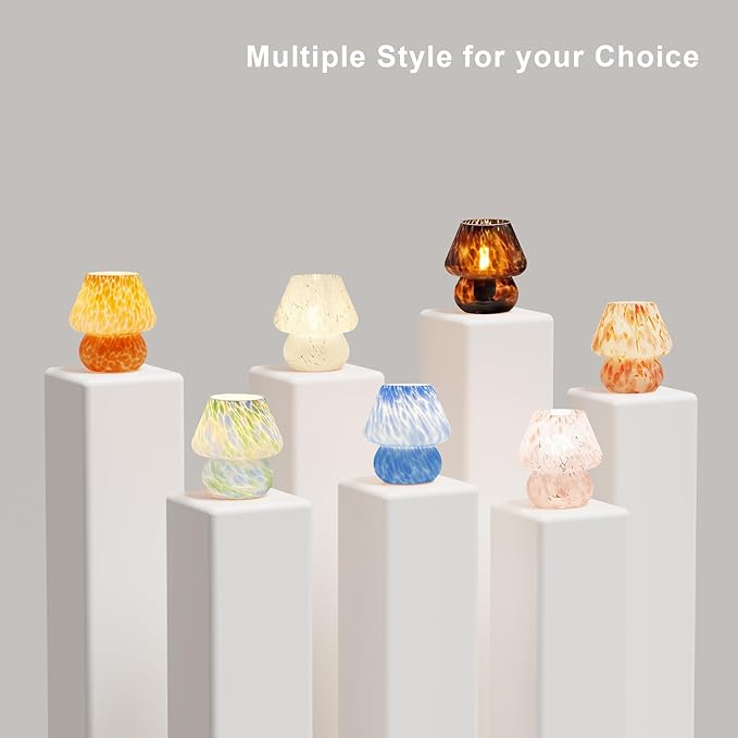 Mushroom Lamp Table Lamp for Bedroom,Small Desk Bedside Lamps for Living Room,Mushroom Decor Cute Mini Modern Mid Century Lamps for Night Stands (Blue)