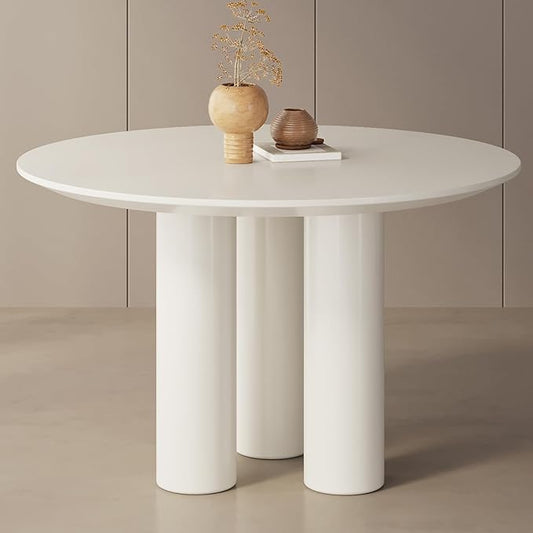 30" Round Dining Table Circular White Kitchen Table for 1-2 Person, Modern Dinner Tables for Kitchen, Living Room, Bar, Small Apartment Space Saving, Table Only