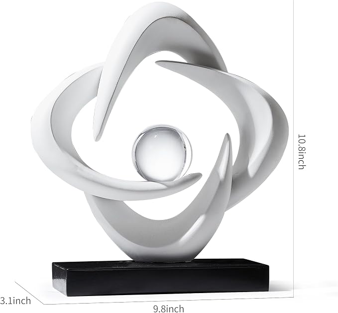 Abstract Art Sculpture, Resin Gold Decorative Statue, Modern White Ornaments for Living Room, Decorativas Modernas for Coffee Table/Entryway/Office Collectibles (White)