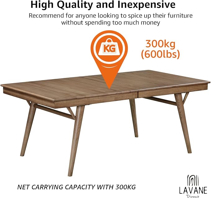 La Vane 28 inch / 70cm Wooden Table Legs with Mounting Blocks, Set of 4 Mid-Century Modern Tapered Unfinished Solid Wood Replacement Legs for Bench Coffee Table Dining Table Chair Desk