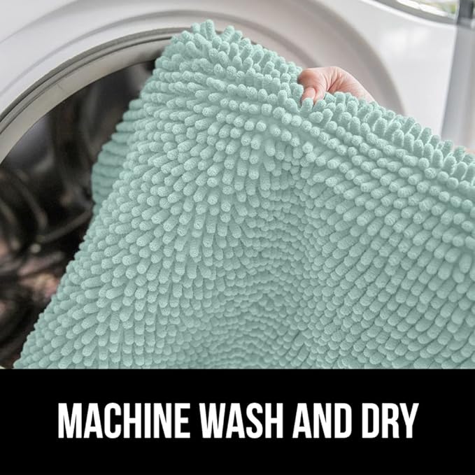 GORILLA GRIP Bath Rug Mat, Thick Soft Absorbent Chenille, Quick Dry Microfiber Mats, Rubber Backing Washable Shower Floor Rugs, US Designed Bathroom Bathmat Home Decor Accessories, 24x17, Seablue