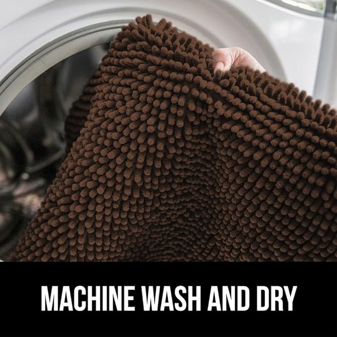 GORILLA GRIP Bath Rug Mat 30x20, Thick Soft Absorbent Chenille, Quick Dry Microfiber Mats, Rubber Backing Washable Shower Floor Rugs, US Designed Bathroom Bathmat Home Decor Accessories, Brown