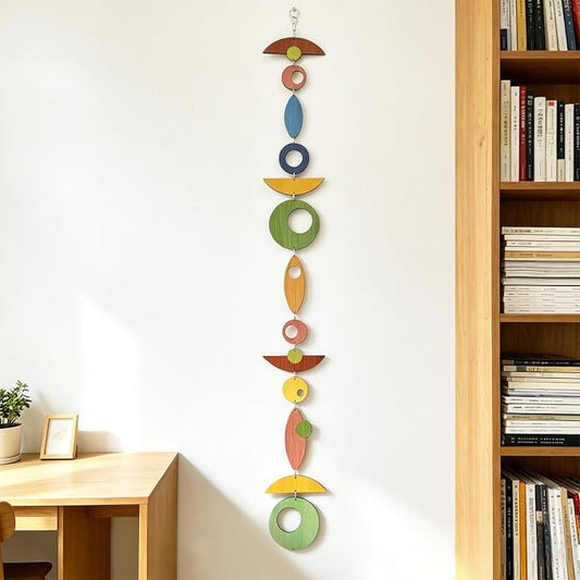 13PCS Retro Mid Century Modern Wall Art MCM Decor for Living Room Bedroom Kitchen Study, Colored Wood Texture 7"x51.6"