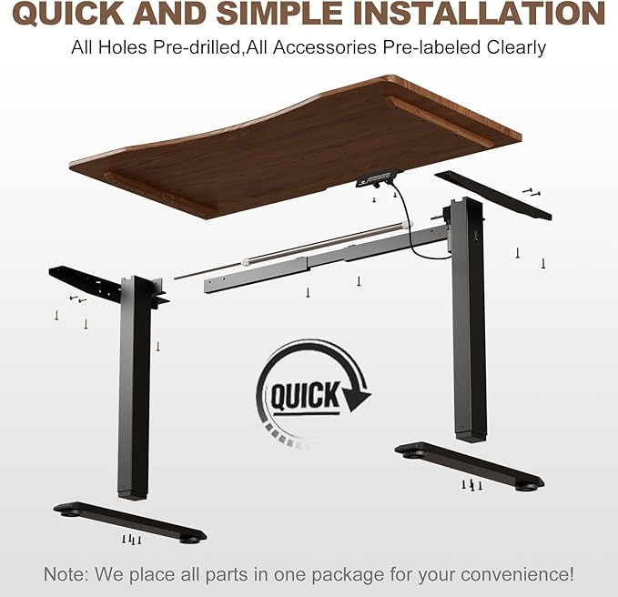 Solid Wood Electric Standing Desk 47.2"x23.6"Home Office Desk,Adjustable Workbench with 3 Stages Single Motor, Computer Workstation with T-Shaped Metal Bracket,Walnut Standing Table for Gaming(1 Box)