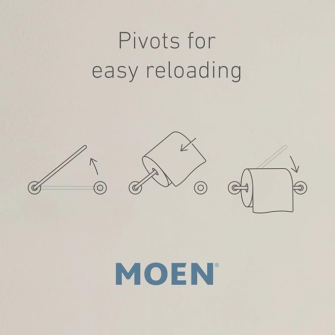 Moen Matte Black Align Pivoting Double Post Modern Toilet Paper Holder, YB0408BL