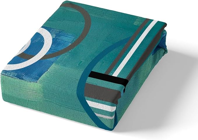 Geometric Comforter Cover Queen,Oil Painting Duvet Cover Watercolor Bedding,Circles Bedding Set,Blue Green Black Grey Quilt Cover,Modern Artwork Soft Cozy Bedspread Cover with Zipper& Ties