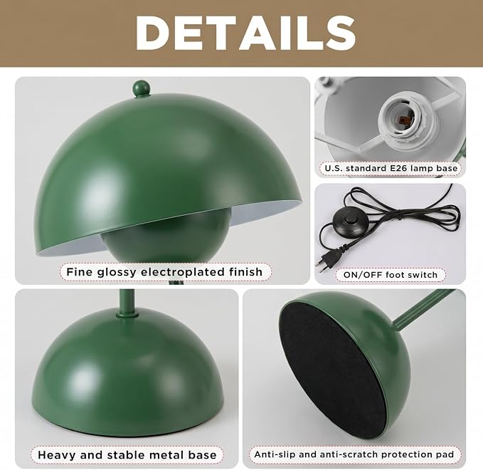 COSYLUX Modern Floor Lamp for Living Room, Industrial Tall Standing Lamp for Bedroom, Metal Shade Reflecting Light Reading Floor Lamp for Office, Nursery Room, Corner(Hunter Green)