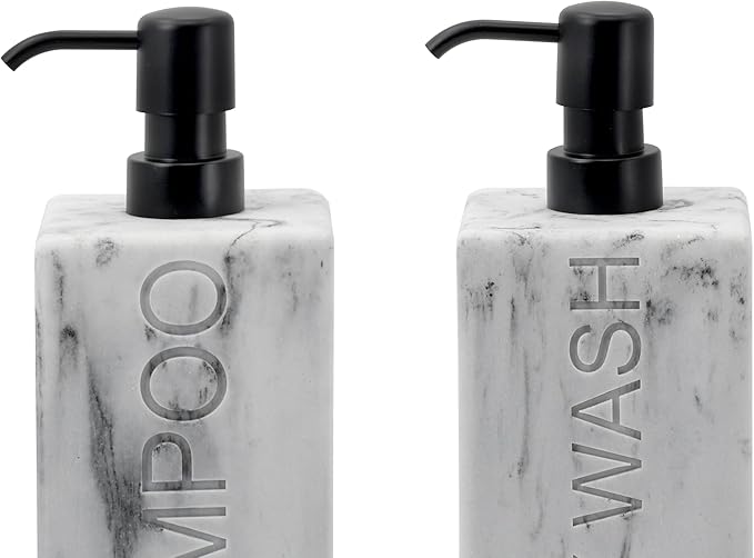 Rectangular Resin Dispenser Premium Bathroom Shampoo Conditioner Body Wash Bottle Modern Refillable Pump Design