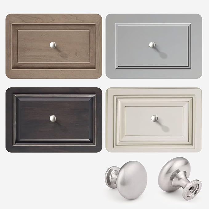 5 Pack Brushed Nickel Kitchen Cabinet Knobs, 1-3/16 Inch(29.5mm) Satin Nickel Drawer Knobs,Solid Round Dresser Knobs Dresser Drawer Handles, Modern Knobs for Dresser Drawers