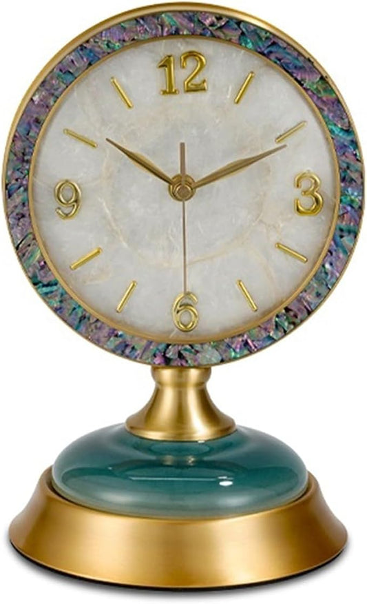 Desk Clock Living Room Household Brass Desktop Clock HD Glass Lens Easy to Read Suitable for Bedroom Kitchen Living Room Office Decor Clocks