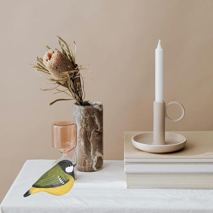2PCS Small Carved Wooden Birds, Handmade Bird Statue Carved Rustic Animal Bird Sculpture Miniature Art Carve Small Animal for Home Decor. (Green)