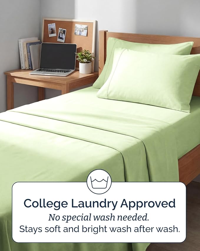 Extra Deep Twin XL Sheet Set - 4 Piece College Dorm Bed Sheets Set with Extra Deep Pockets - Ultra-Soft, Comfy & Breathable Bedding for Women, Men, Kids & Teens - Wrinkle & Fade Resistant - Light Sage