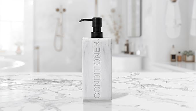 Rectangular Resin Dispenser Premium Bathroom Shampoo Conditioner Body Wash Bottle Modern Refillable Pump Design