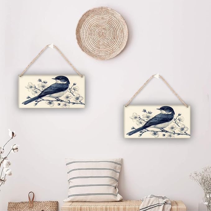 Realistic Bird Wooden Sign 12x6 Inch - Traditional Inspired Decor for Bird Enthusiasts & Art Fans, Ideal for Classic Homes & Art-Eccentric Areas