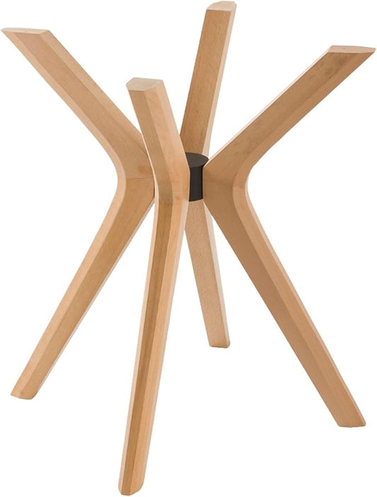 Mid Century Solid Beech Wood Modern Dining Table Base Only, Pedestal Table Bases, Wooden Legs for Kitchen Tables, Glass Top Wood Top Assembly Tools (Glass Tabletop Anti-Slip Pads, Unfinished)