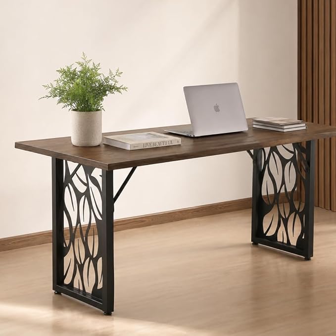 Table Legs 28 inch, Metal Dining Table Base, Heavy Duty Desk Legs,Industrial Modern Furniture Legs Set of 2 with Laser Engraving Design (C)