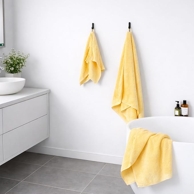 SEMAXE 12-Piece Family Bathroom Towel Set - 100% Cotton, 4 Bath Towels, 4 Hand Towels, 4 Washcloths, Ultra-Soft and Super Absorbent, Lighter Weight