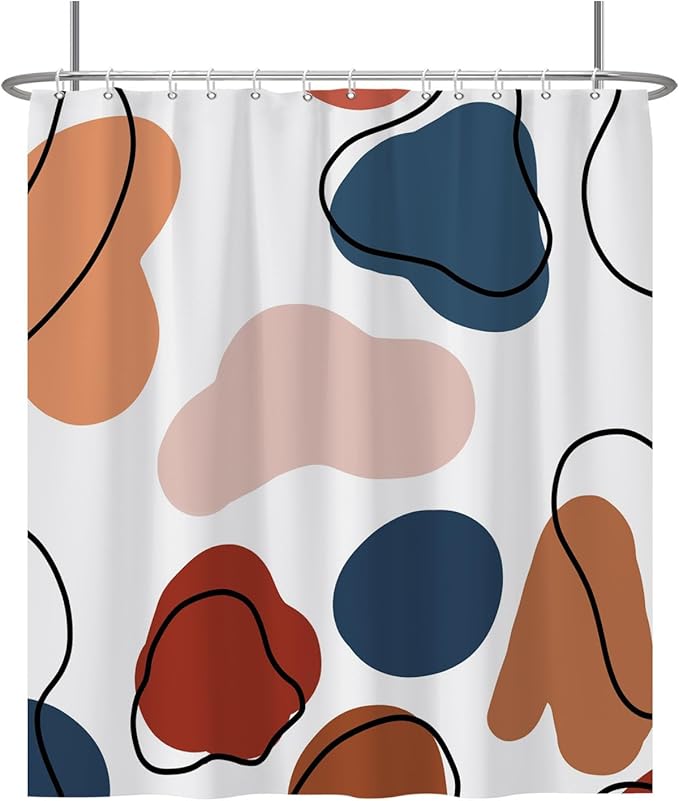 Baocicoo Abstract Bohemian Shower Curtain Pink Red Orange Texture Modern Striped Fashion Minimalism Shower Curtains for Hotel Spa Home Bathtubs Bath Waterproof Fabric with Hooks 72x78 Inches