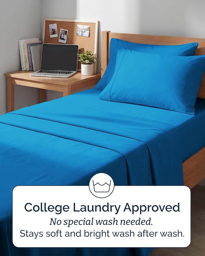 Extra Deep Twin XL Sheet Set - 4 Piece College Dorm Bed Sheets Set with Extra Deep Pockets - Ultra-Soft, Comfy & Breathable Bedding for Women, Men, Kids & Teens - Wrinkle & Fade Resistant - Royal Blue