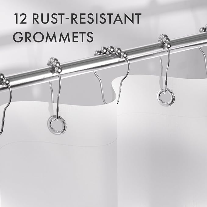 AmazerBath Shower Curtain, Ombre Black Fabric Shower Curtain Set with 12 Hooks, Farmhouse Cloth Black and White Shower Curtain, Washable Bathroom Shower Curtain Sets, 72x84 Inches