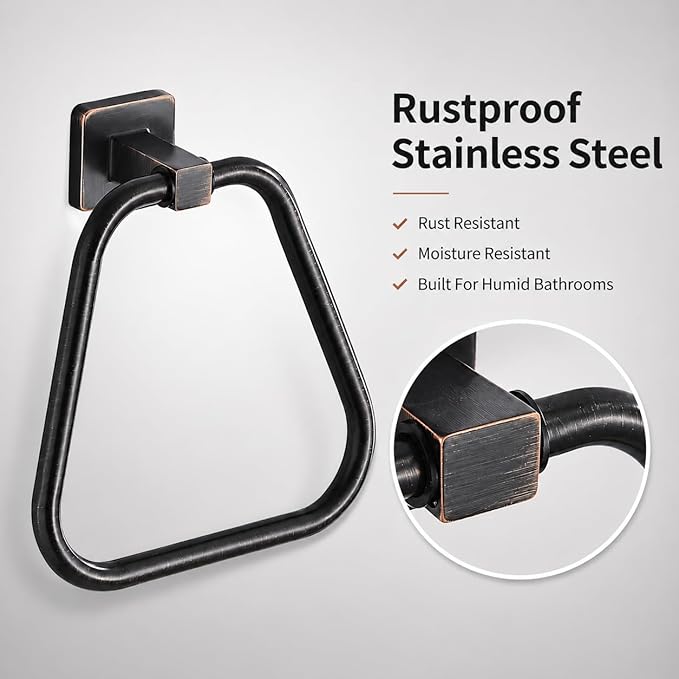 Oil Rubbed Bronze Towel Ring for Bathroom, Kitchen Bath Towel Holder Hangers Wall Mount Heavy Duty Stainless Steel