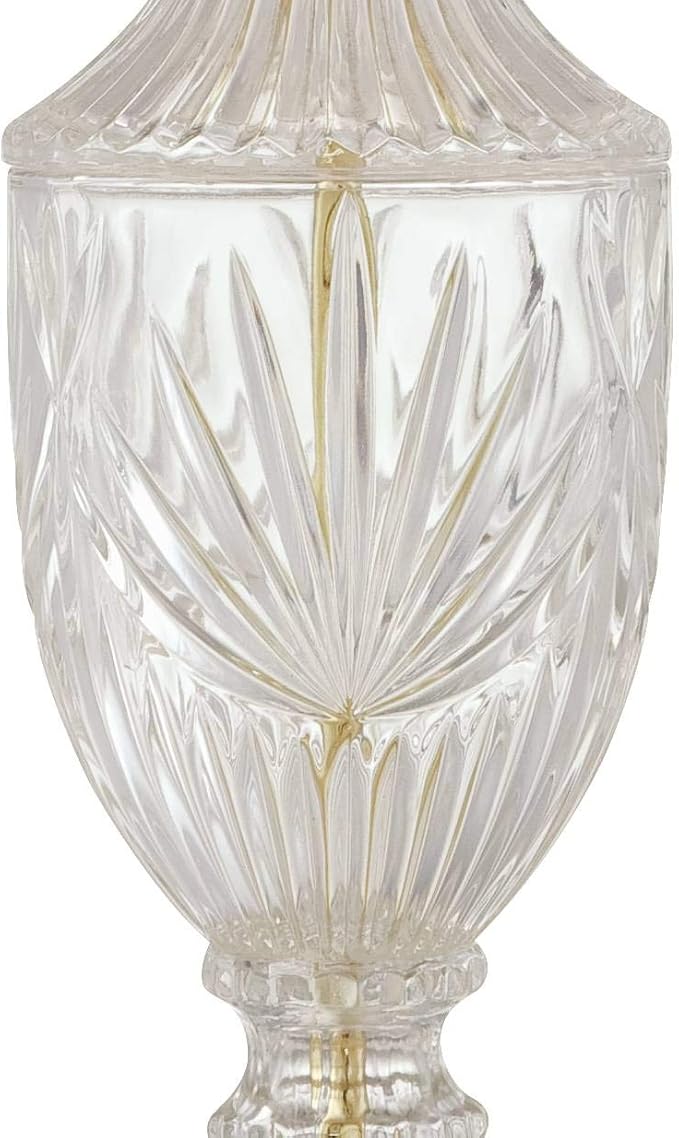 Regency Hill Traditional Glam Luxury Table Lamps 26.5" High Set of 2 Clear Glass Urn Brass Gold Metal White Cream Bell Shade Decor for Living Room Bedroom House Bedside Nightstand Home